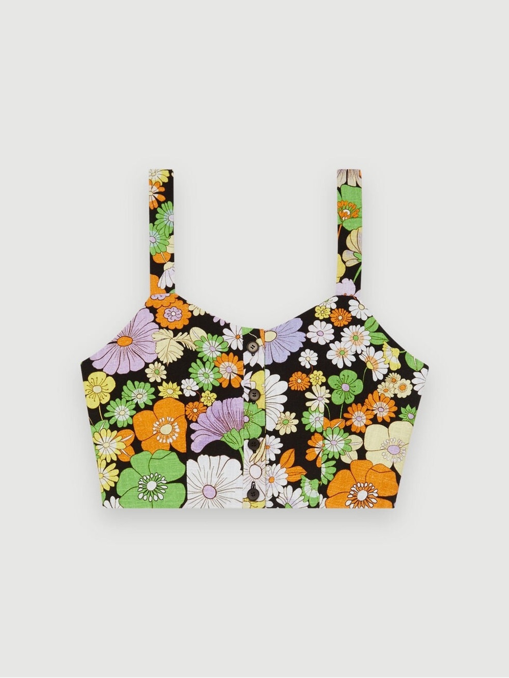 70s floral printed crop top